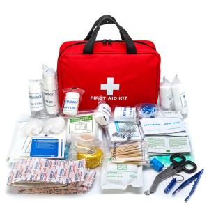first aid kit with emergency medical supplies